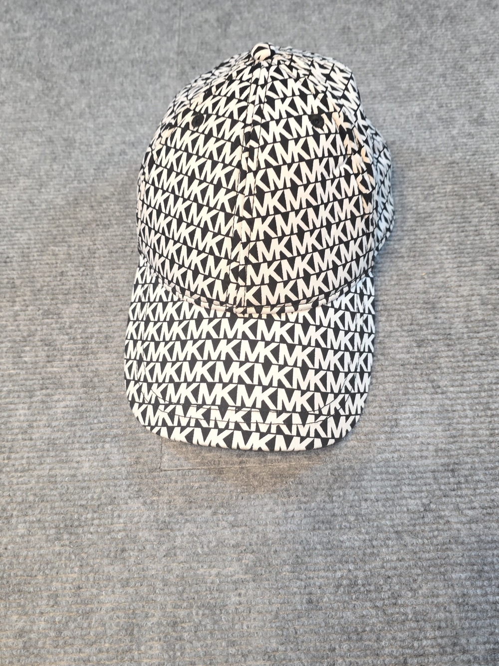 Michael Kors MK Monogram Logo Baseball Cap Black White Adjustable One Size